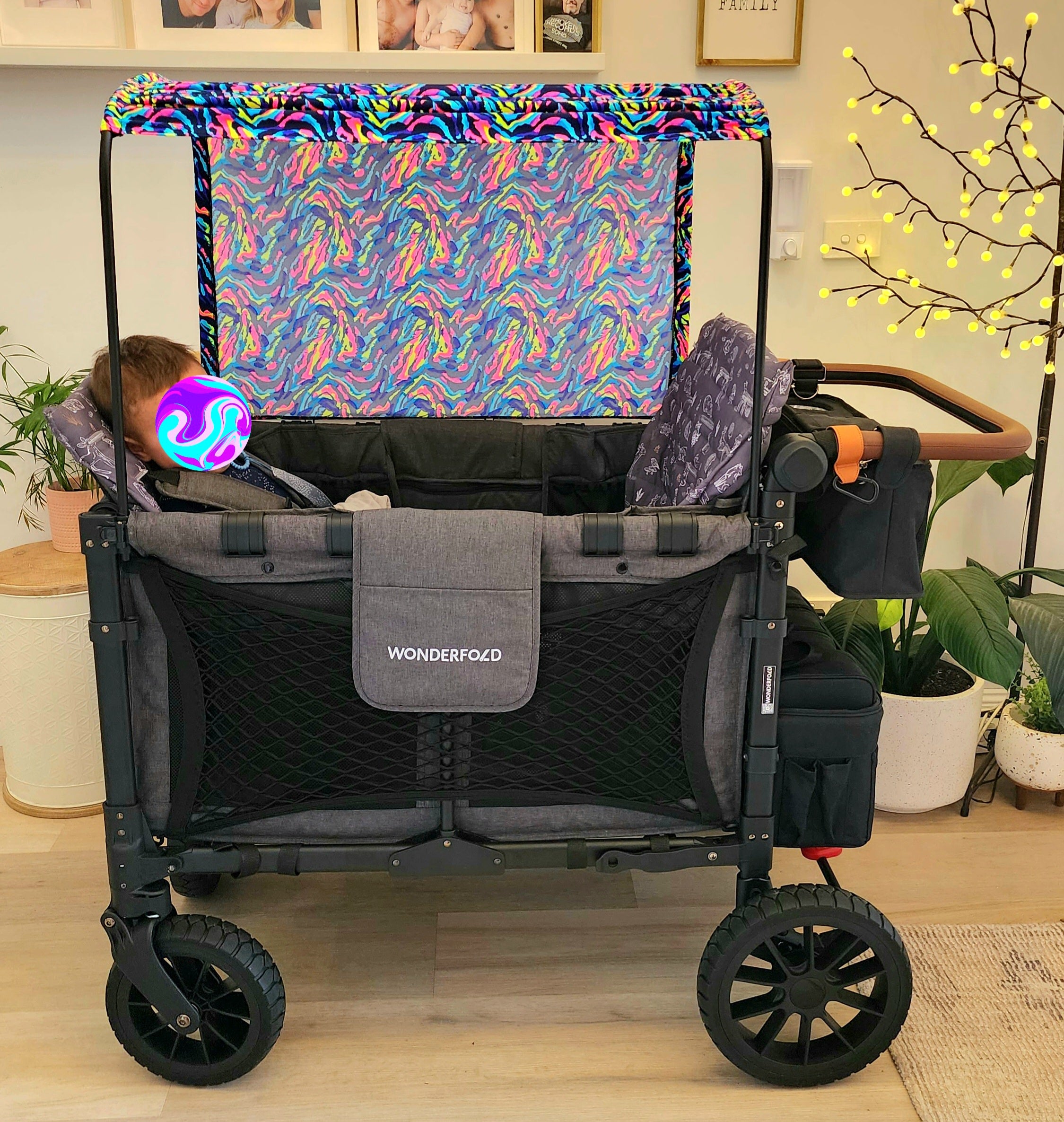 Made to Order, Old Fashioned Christmas, Premium UV50 Canopy For Wonderfold selling Wagon, Rainbow Baby Wagon